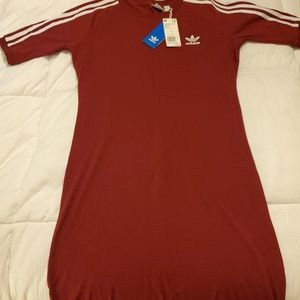 Adidas 3 striped dress - Red/Burgundy